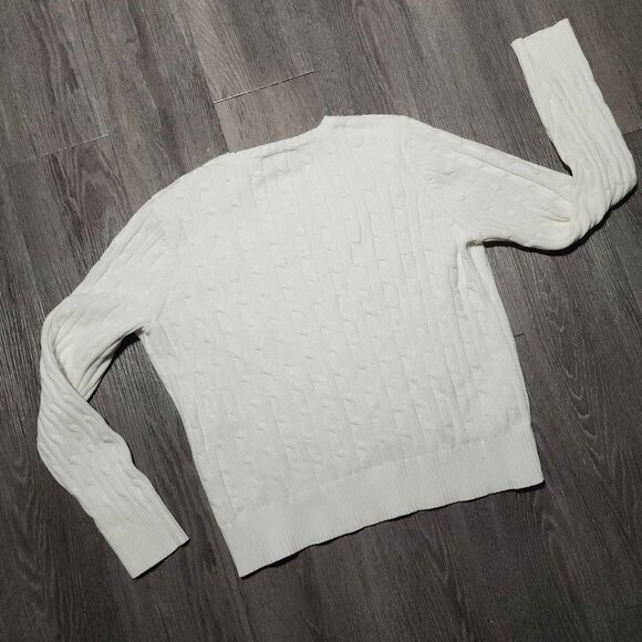 Vintage 90s Coastal Grandma white crew neck cable knit sweater from St Johns Bay - Picture 5 of 8